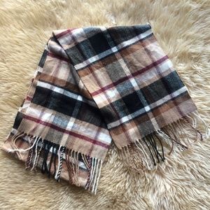 Beige Black Stripe Plaid scarf